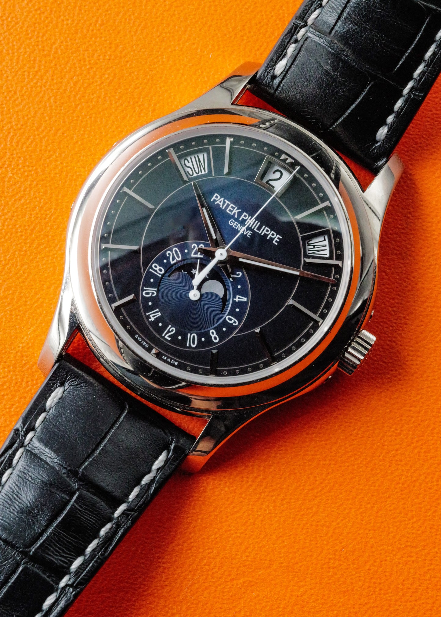 Patek Philippe Complications Annual Calendar 5205G White Gold Blue Dial