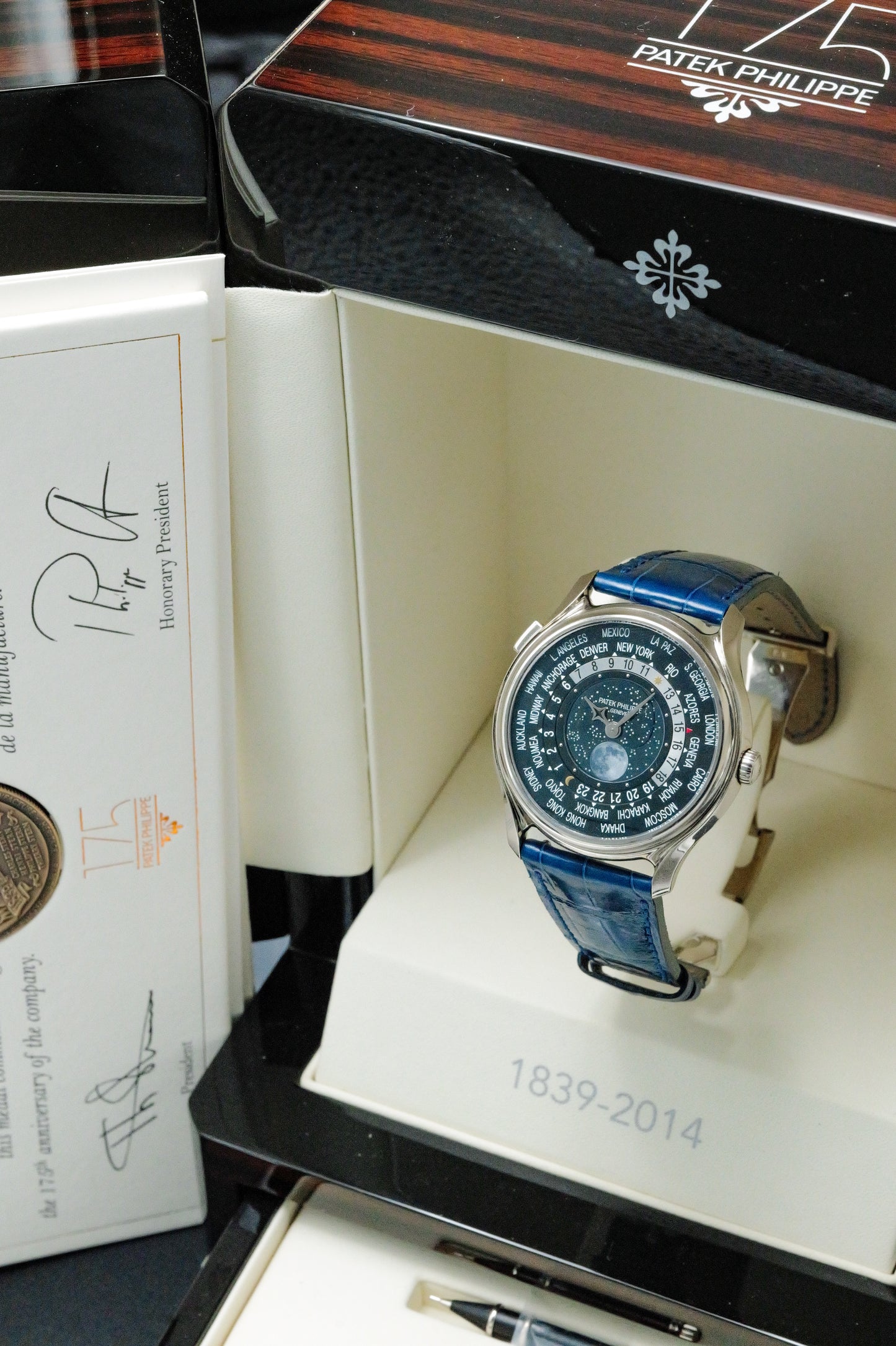 Patek Philippe World Time Moonphase 175th Anniversary 5575G White Gold Limited Edition Of 1300 Pieces